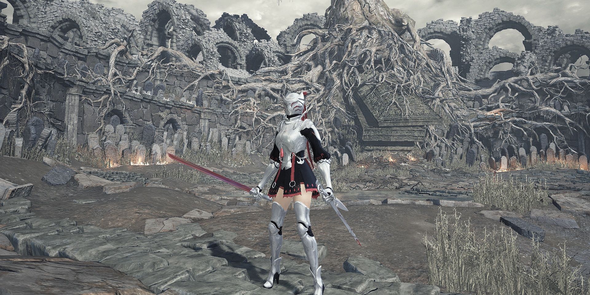 BDO Black And Silver Night Cat Armor Set And Weapons mod for Dark Souls 3