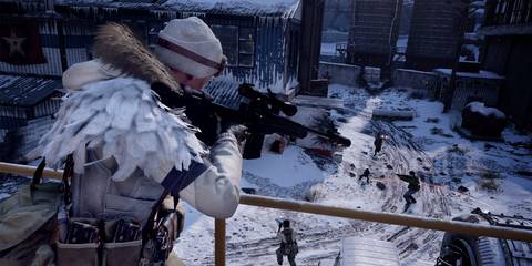 Sniper looking through the scope at enemies below in Black Ops Cold War