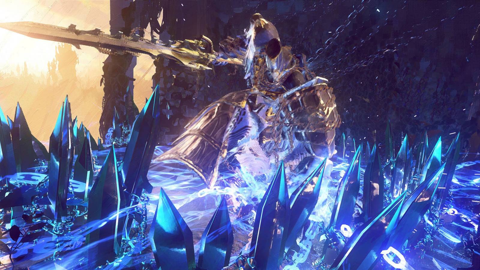 Babylon's Fall - A person wielding ice magic.