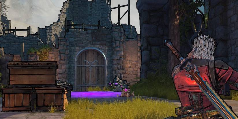 First area of enemies in the quest Knife to Meet You from Tiny Tina's Wonderlands. 