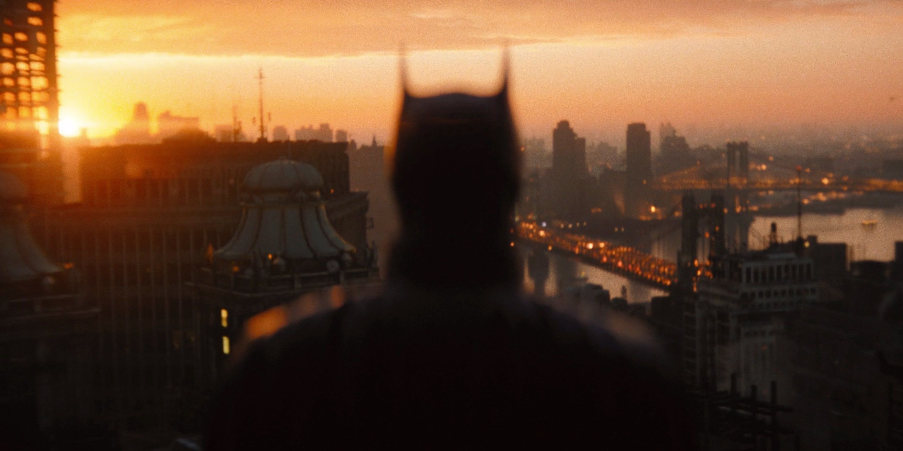 Batman watching over Gotham in The Batman
