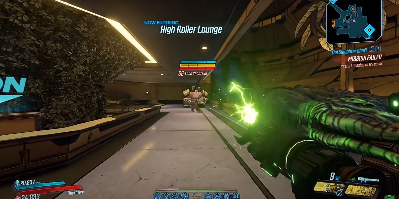 Borderlands 3 Kickcharger being shot at robotic foe with green energy beam 
