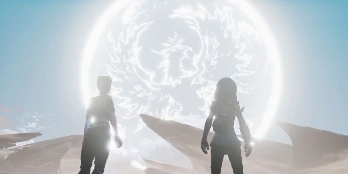 Borderlands 3 looking on in the sky at Lilith glowing moon Firehawk symbol 