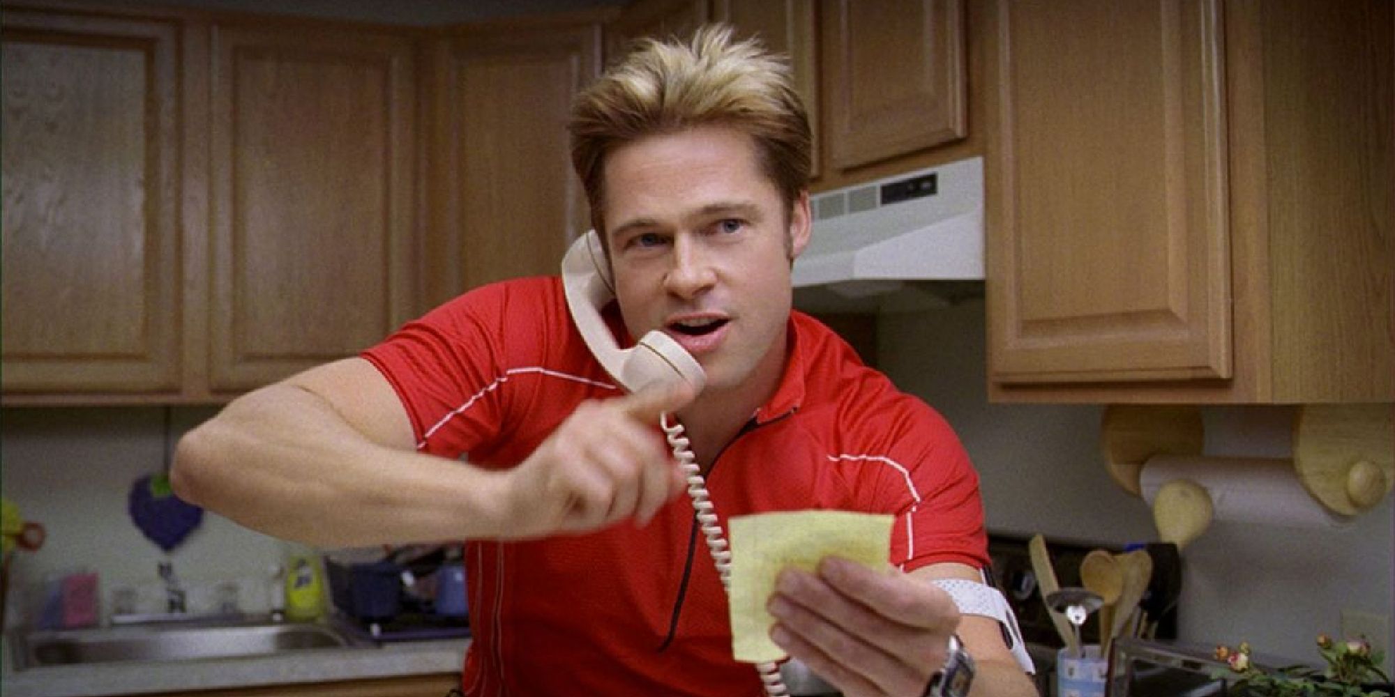 Brad Pitt as Chad calling Osbourne Cox in Burn After Reading