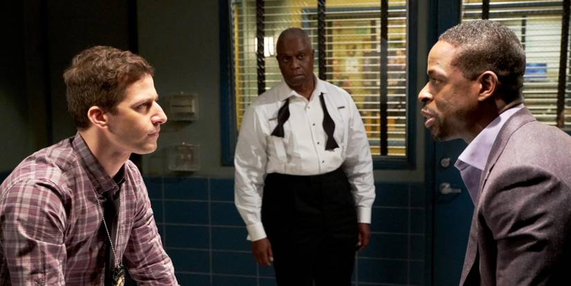 Captain Holt watching Jake face off against Philip Davidson