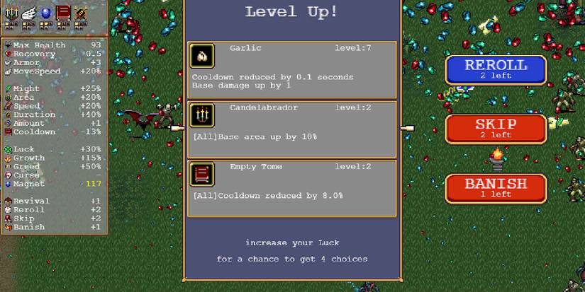 The Candelabrador accessory in Vampire Survivors