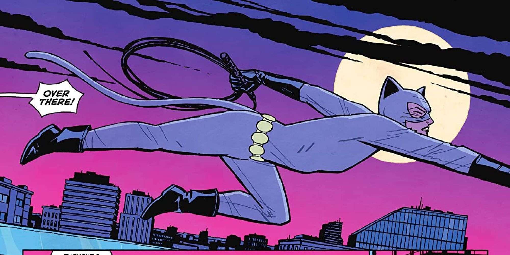 Catwoman brandishing her whip in a panel from Lonely City
