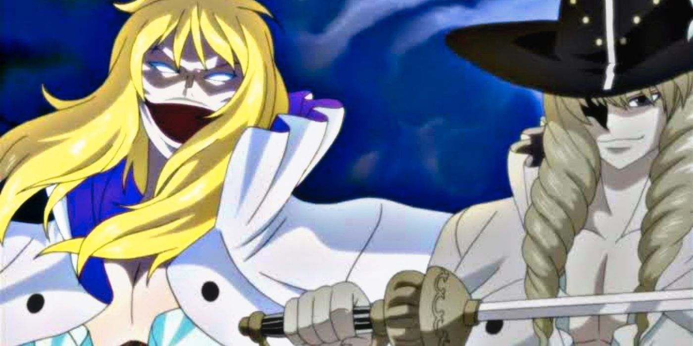 Cavendish et Hakuba One Piece sourient ensemble alors que l'un d'eux brandit une lame
