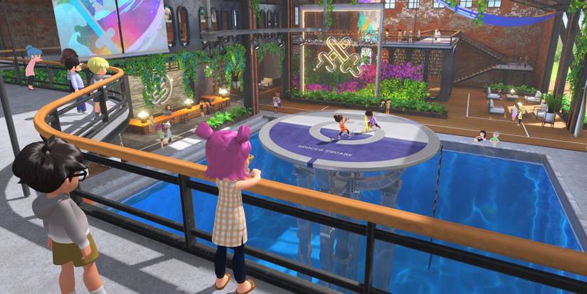 Several Sportsmates spectating a Chambara match in Nintendo Switch Sports