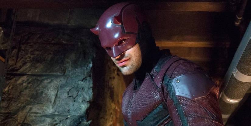 Charlie Cox as Daredevil in a basement