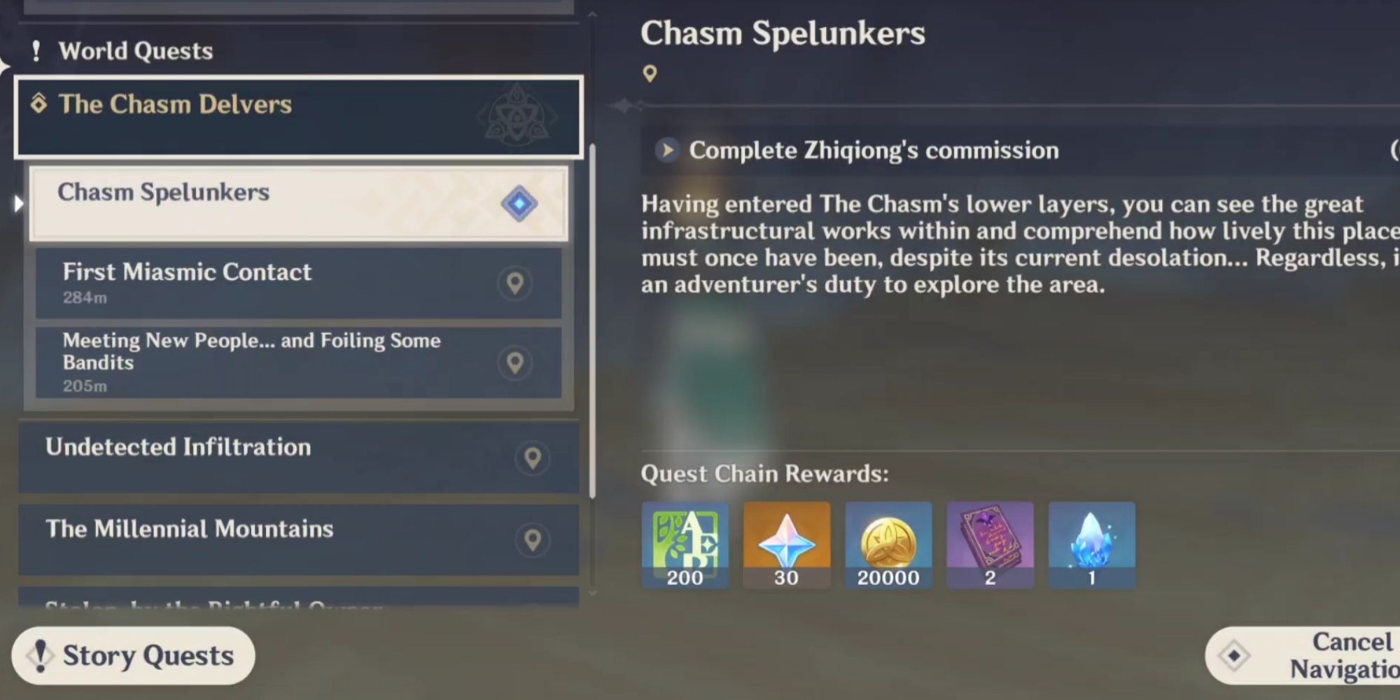 Chasm Spelunkers Quest in Genshin impact