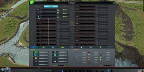 Budget menu in Cities: Skylines