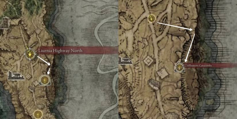Cliffbottom Catacombs location in elden ring