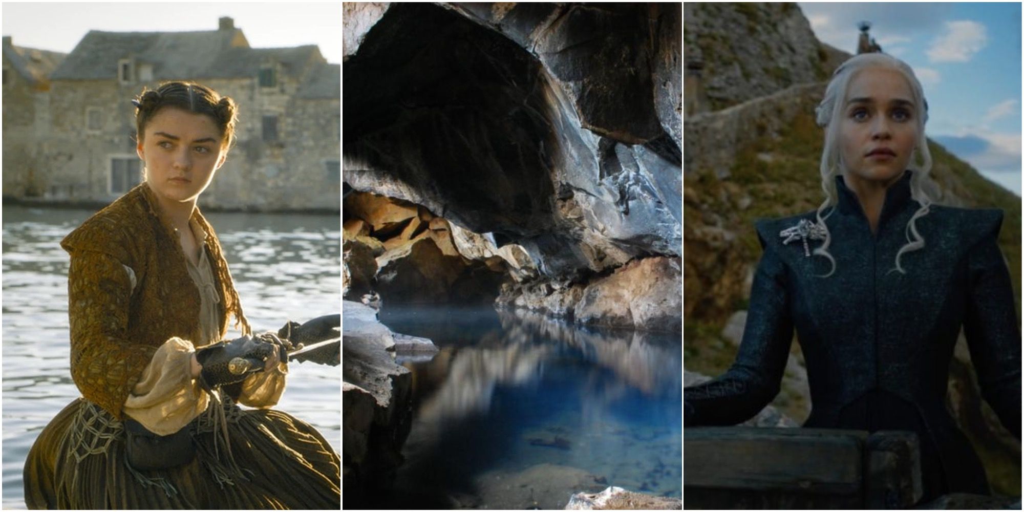 Collage Of Game of Thrones Filming Locations Arya Stark Daenerys Targaryen 