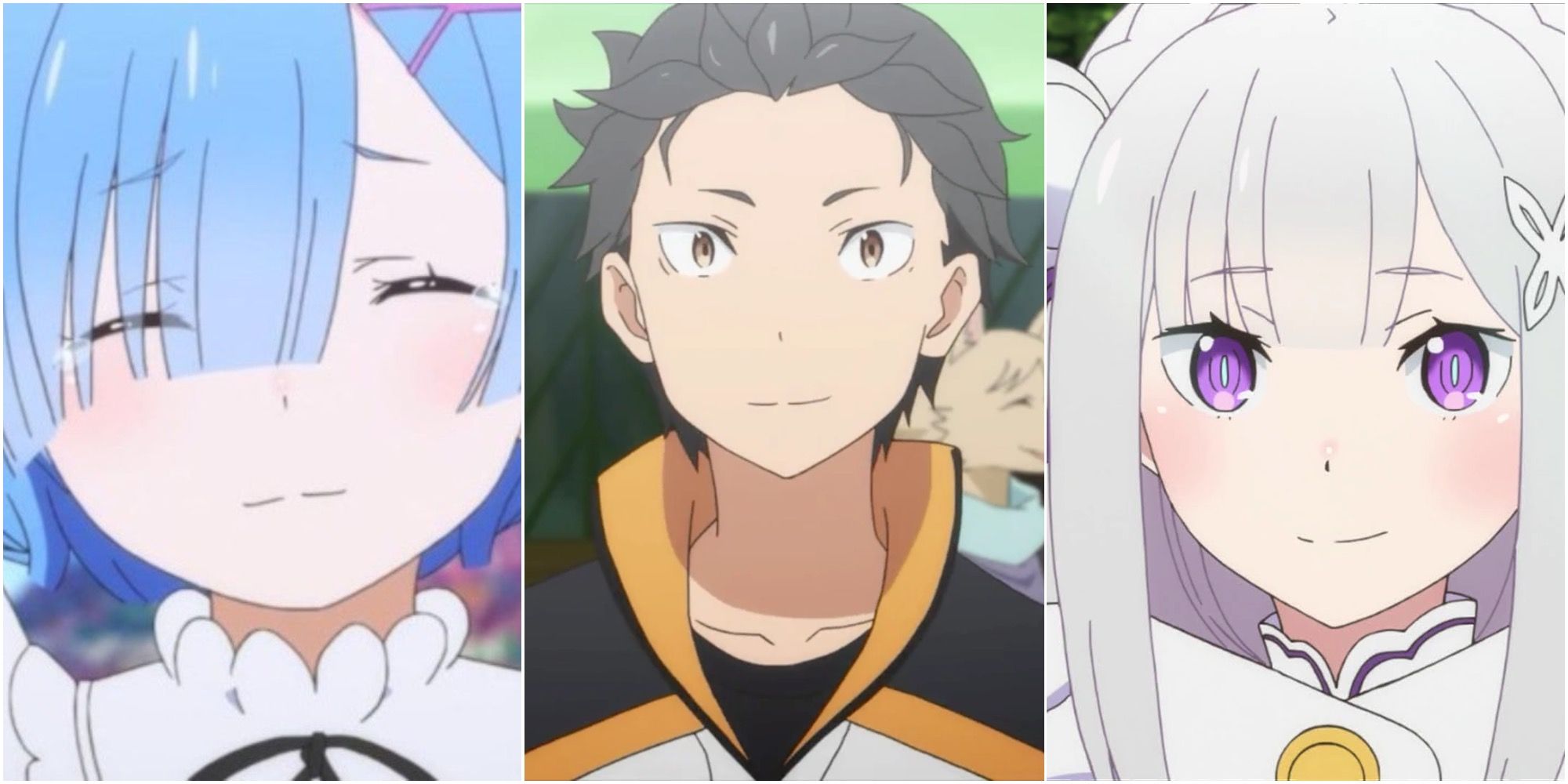 Collage of Re: Zero: Emilia & Rem & Subaru