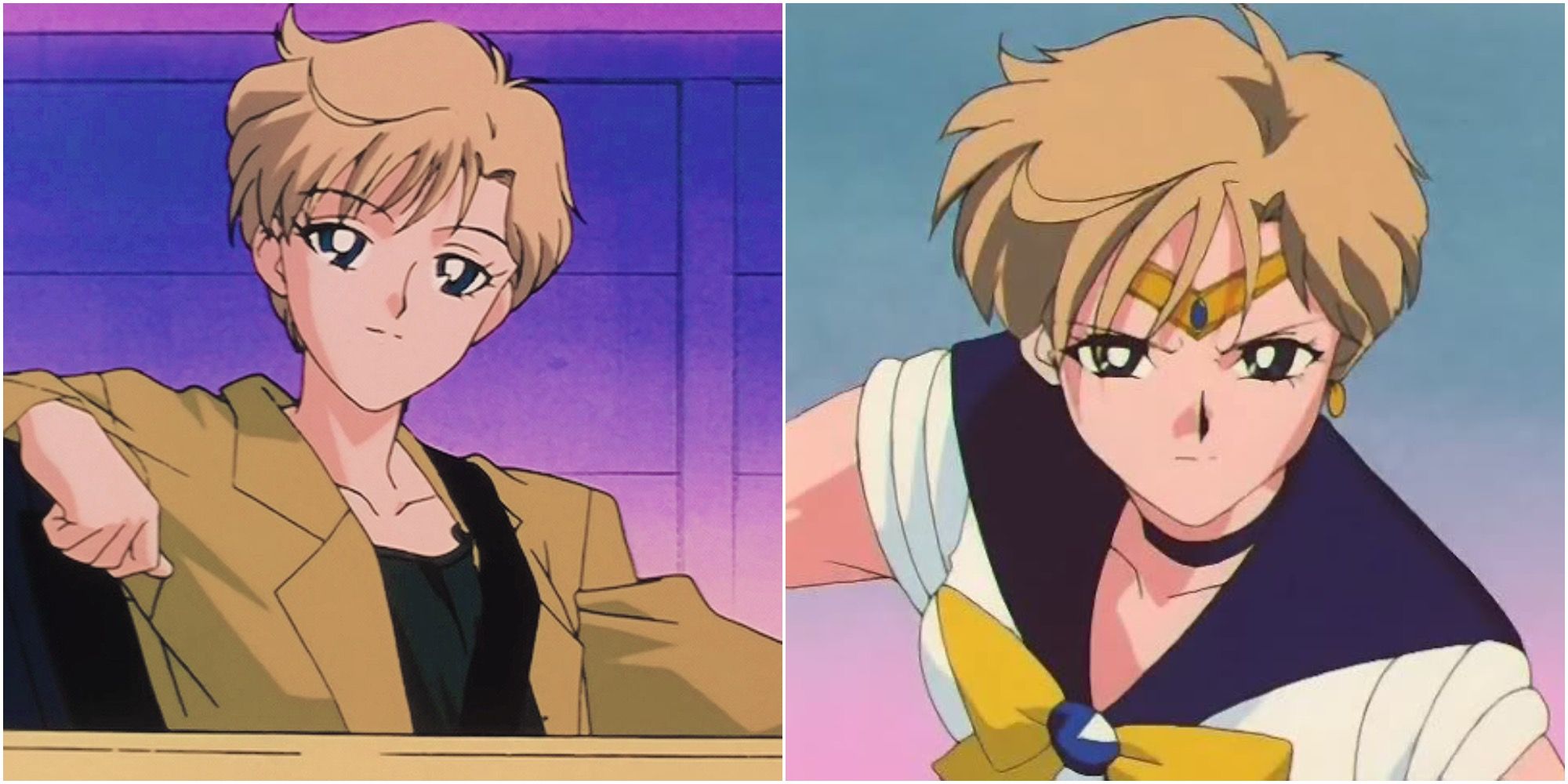 Collage of Uranus from Sailor Moon In and Out of Costume