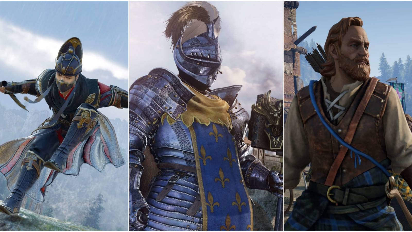 Conqueror's Blade - A joined image of 3 screenshots.