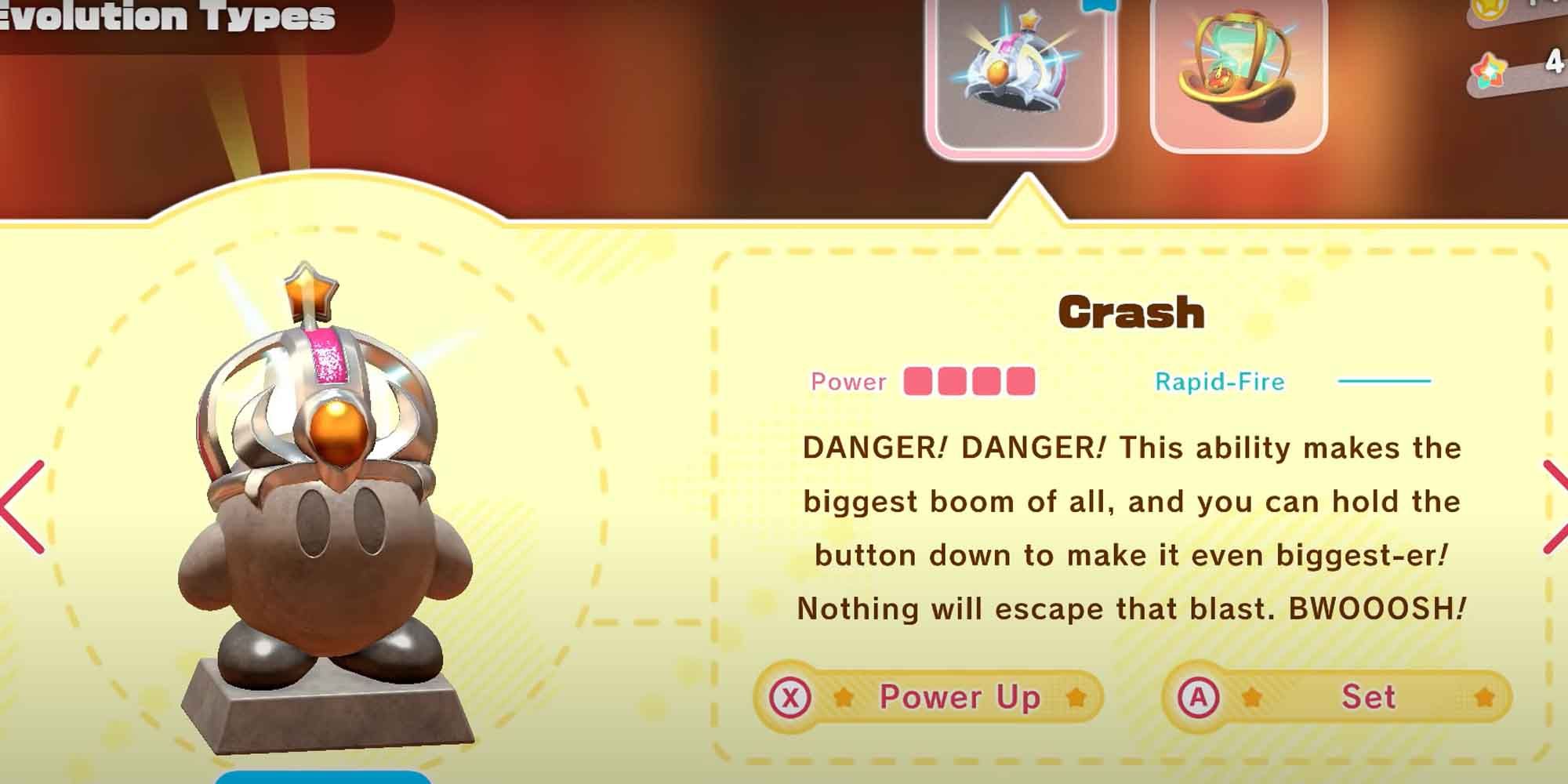 The Crash copy ability in Kirby in The Forgotten Land