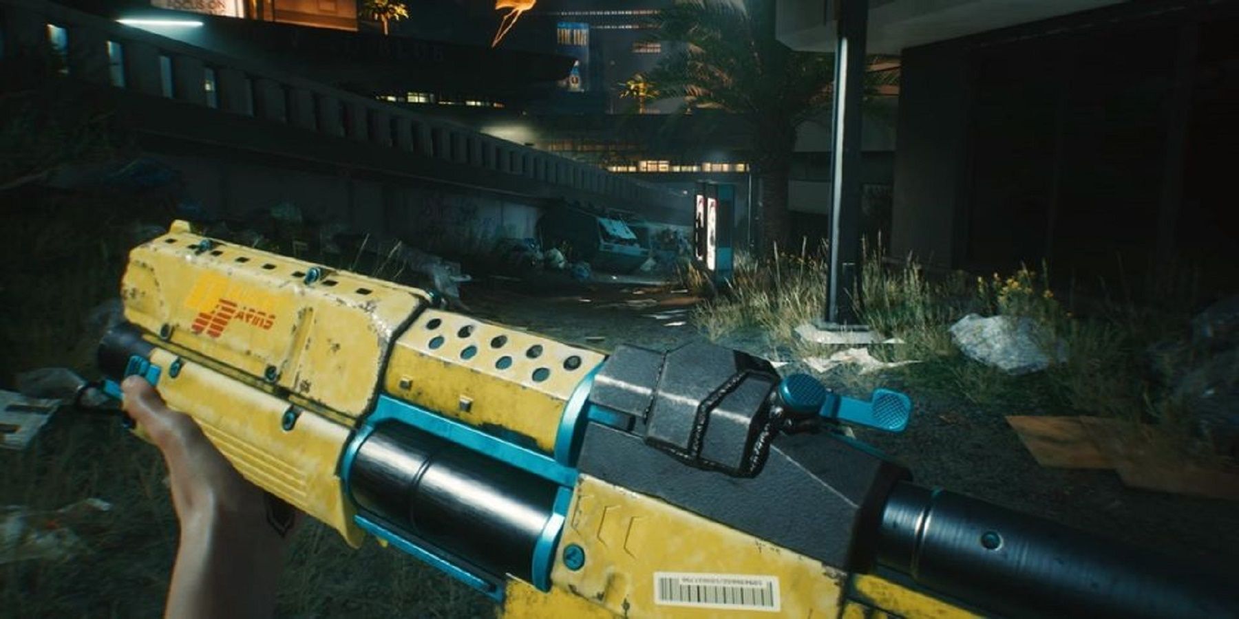 Yellow shotgun in Cyberpunk 2077 