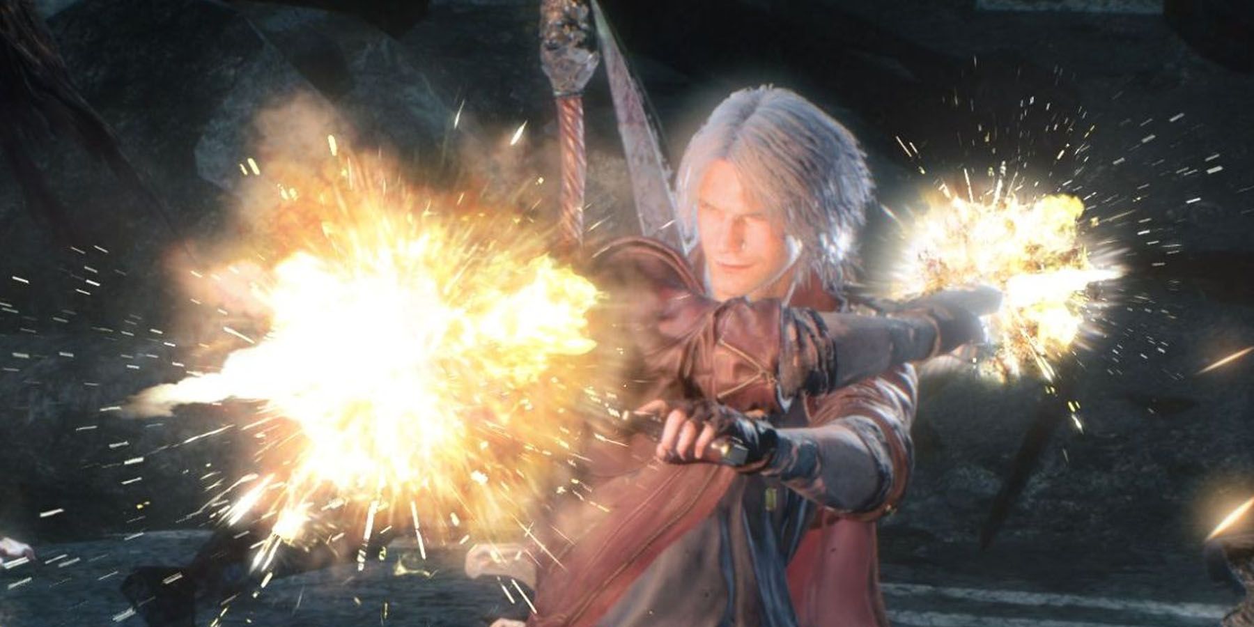 Dante attacking with his guns