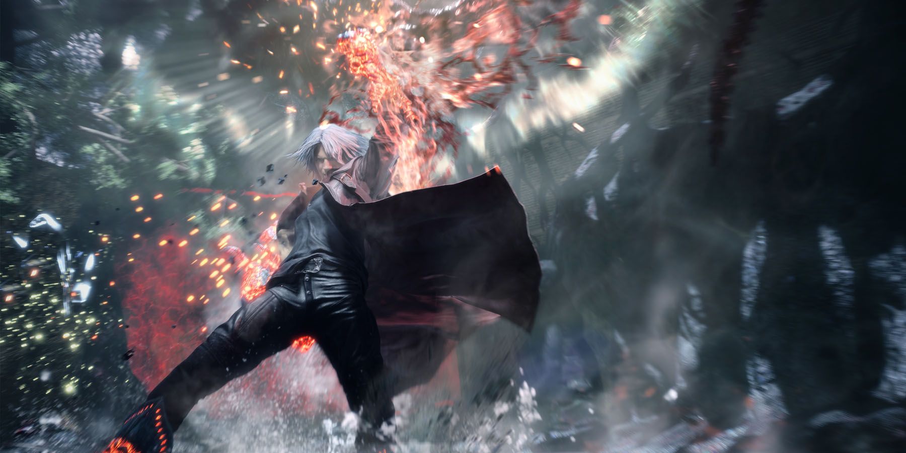 Dante sliding from an attack with Balrog