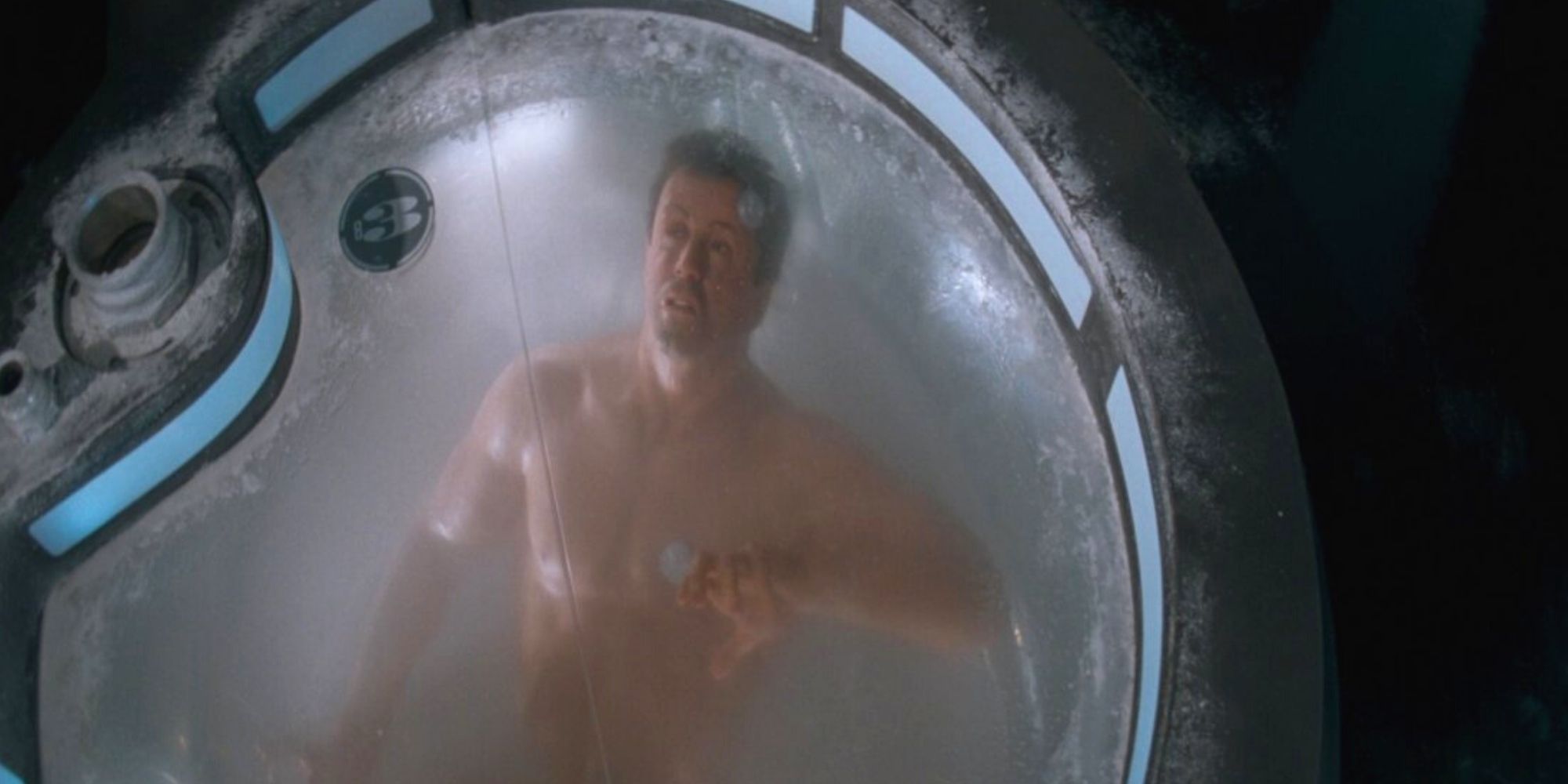 The Demolition Man Getting Frozen In A Cryo Chamber Prison