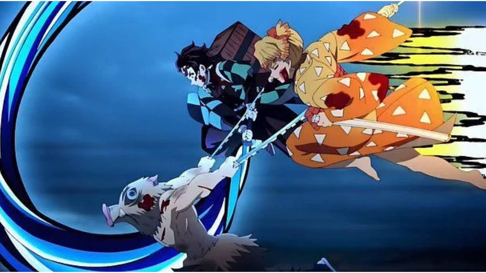 Demon Slayer Zenitsu With Tanjiro And Inosuke Attacking
