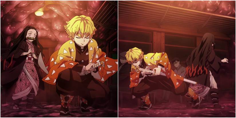 Demon SlayerZenitsu Protecting Nezuko On Mugen Train