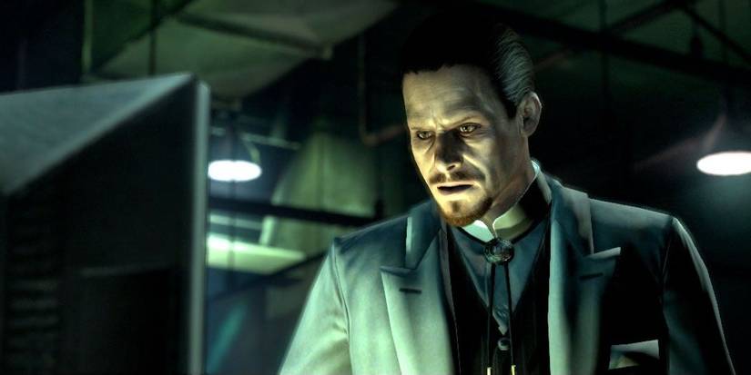 Derek C. Simmons on the computer in Resident Evil 6