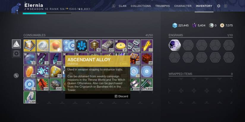 Destiny 2 Ascendant Alloy In Inventory