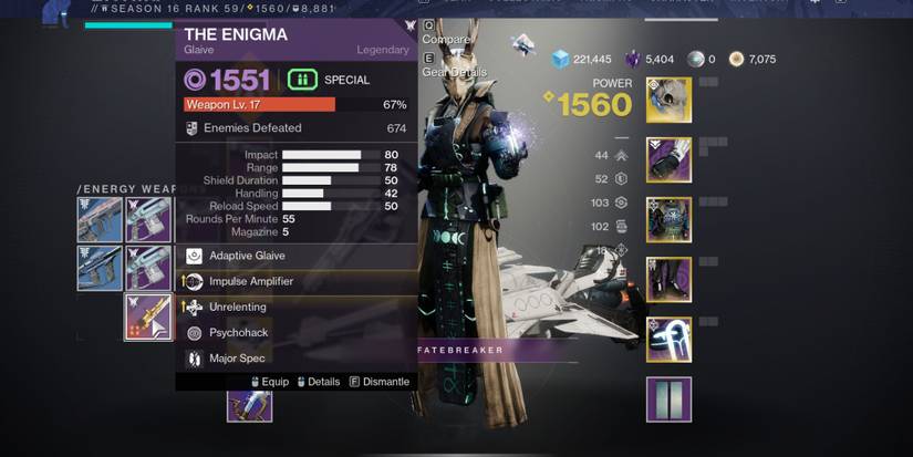 Destiny 2 Enigma Glaive Upgraded