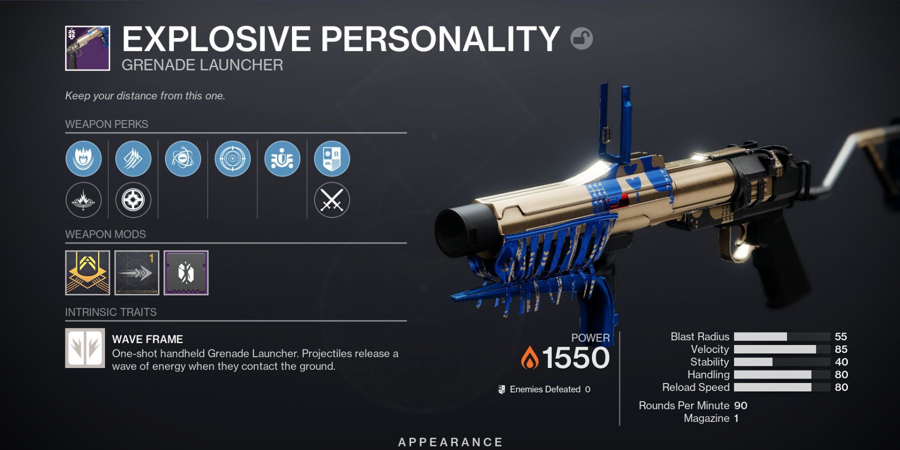 Destiny 2 Explosive Personality Grenade Launcher