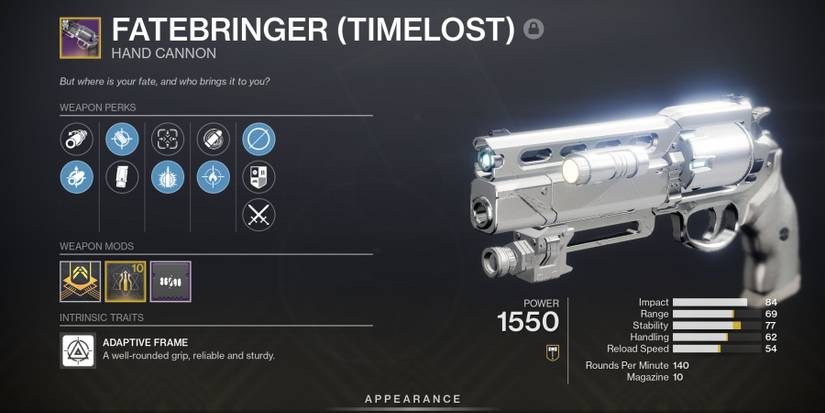 Destiny 2 Fatebringer Timelost Hand Cannon