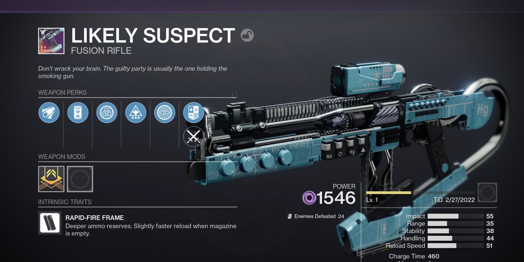 Destiny 2 Likely Suspect Fusion Rifle