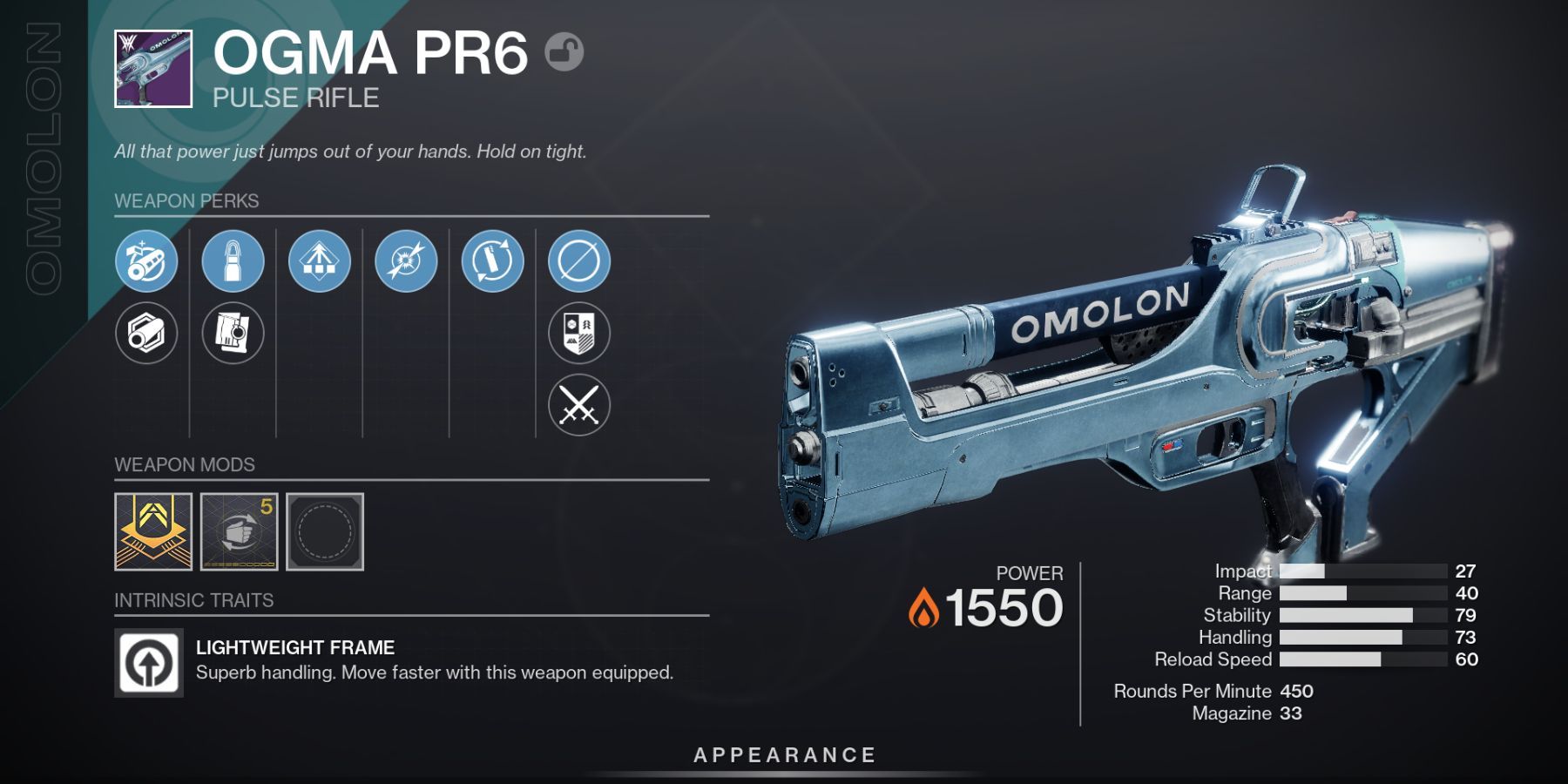 Destiny 2 Ogma Pulse Rifle
