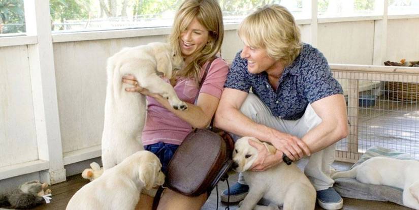 Dog Movie Marley & Me seeing the puppies