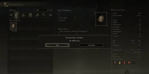 Elden Ring Buying Rya Necklace