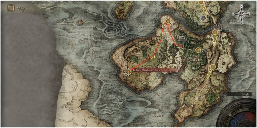 Elden Ring Church to Isolated merchants shack