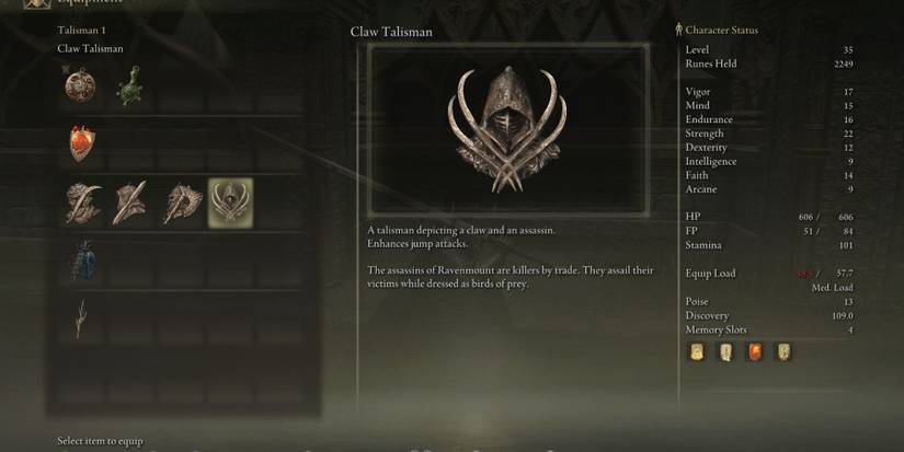 Elden Ring Claw Talisman Guide Inventory Stats Effects