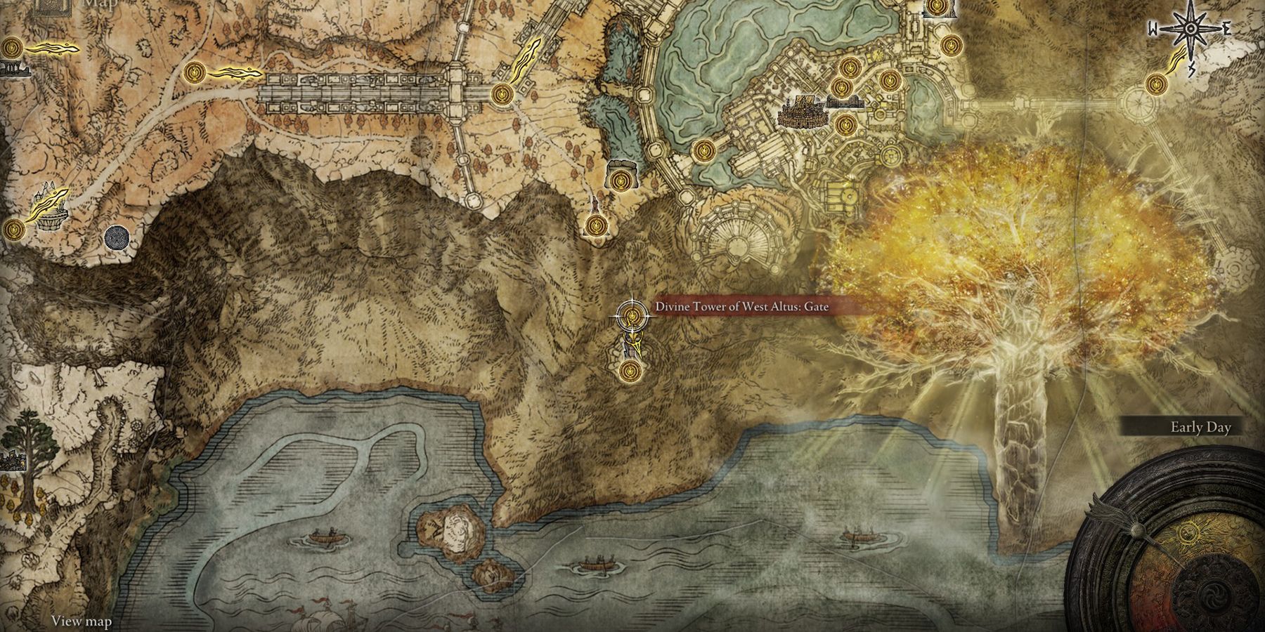 Карта Элденского кольца Божественная башня Западная часть Альтуса