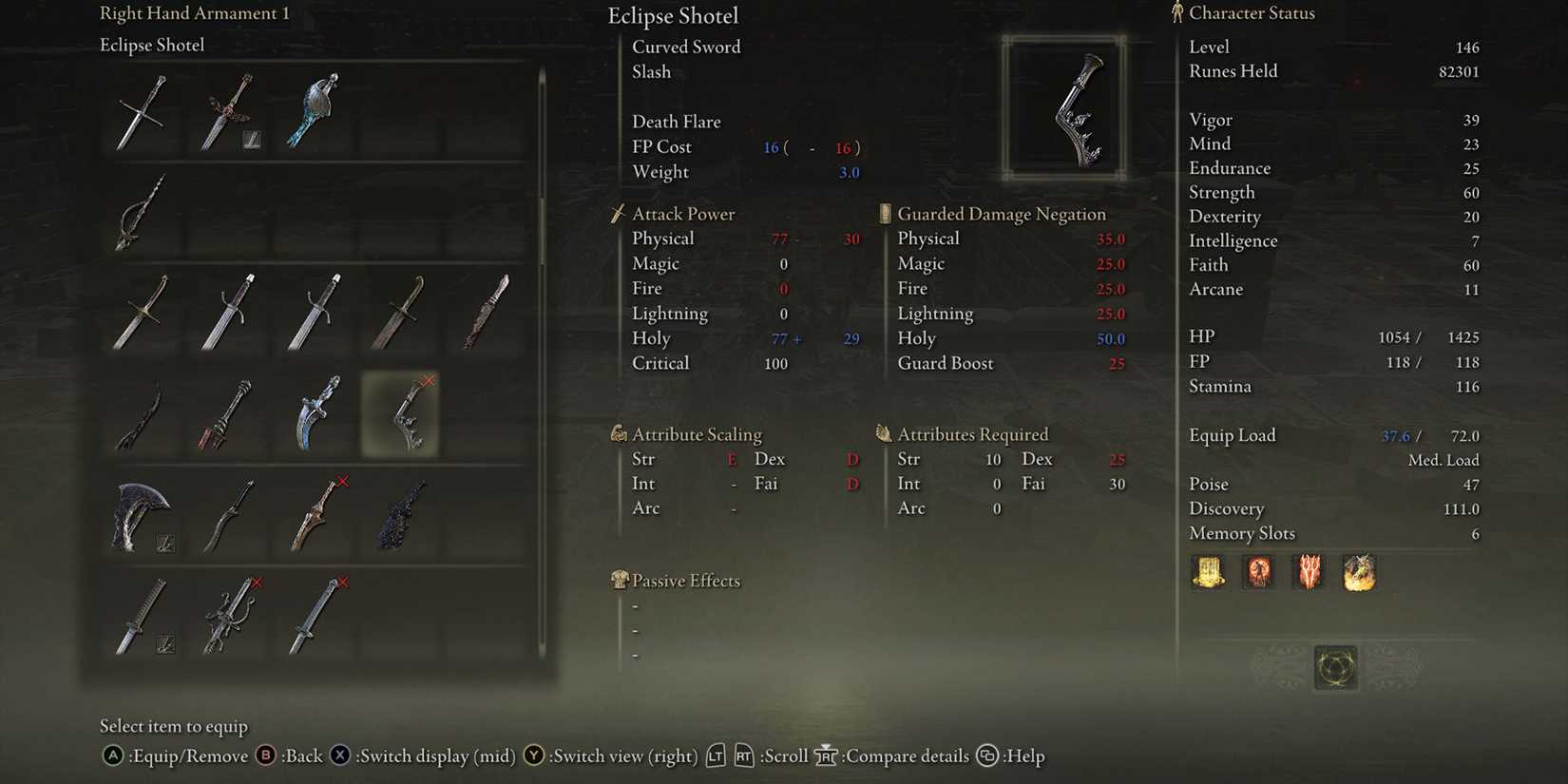 Elden Ring Eclipse Shotel Stats