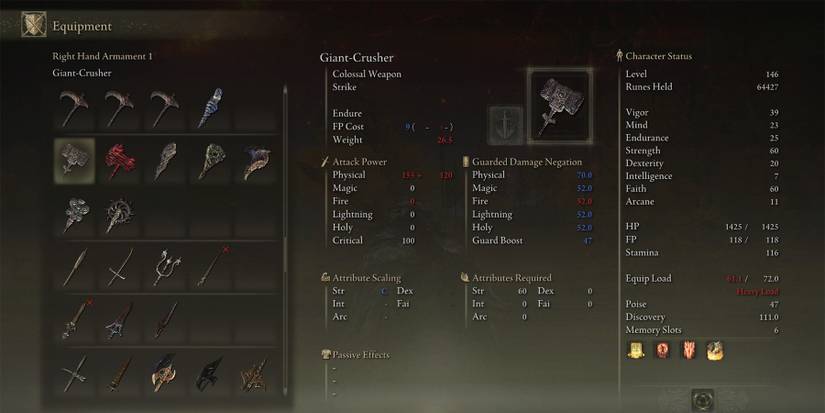 Elden Ring Giant Crusher Stats