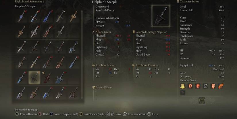 Elden Ring Helphen's Steeple Stats