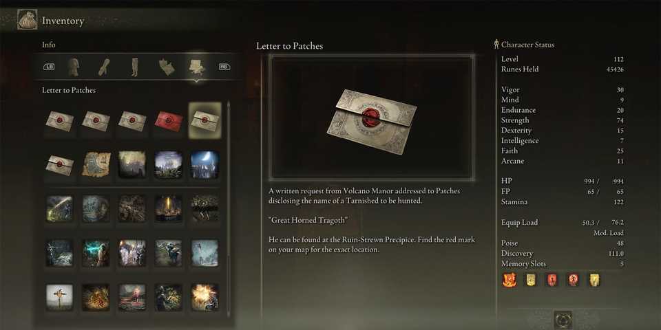 Elden Ring Reading Patches Letter