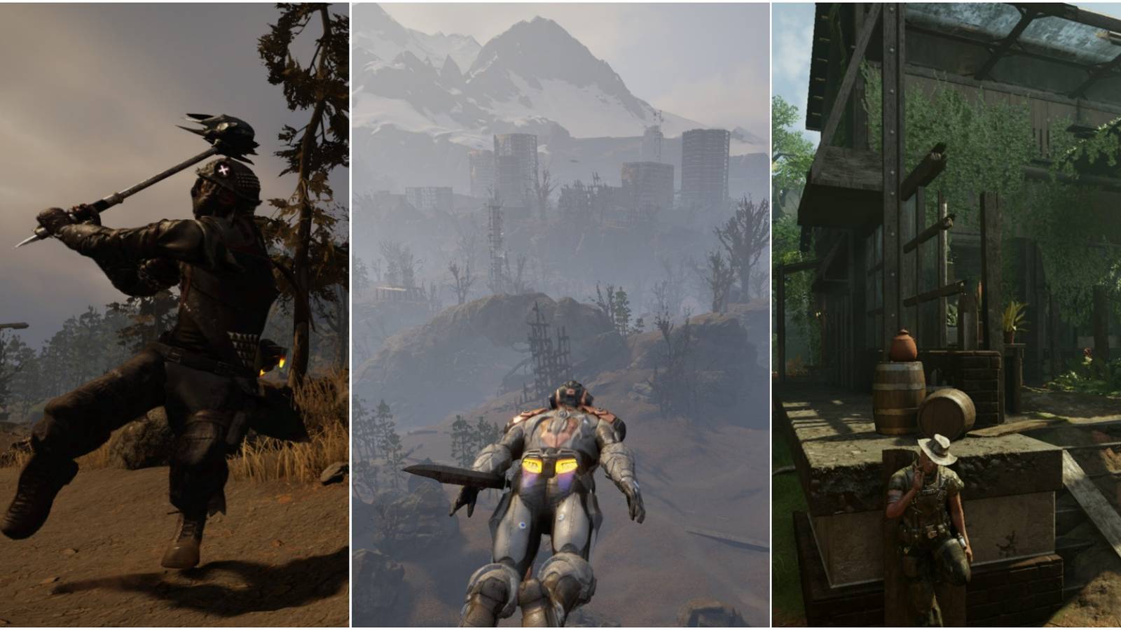 Elex II - A joined image of 3 screenshots.