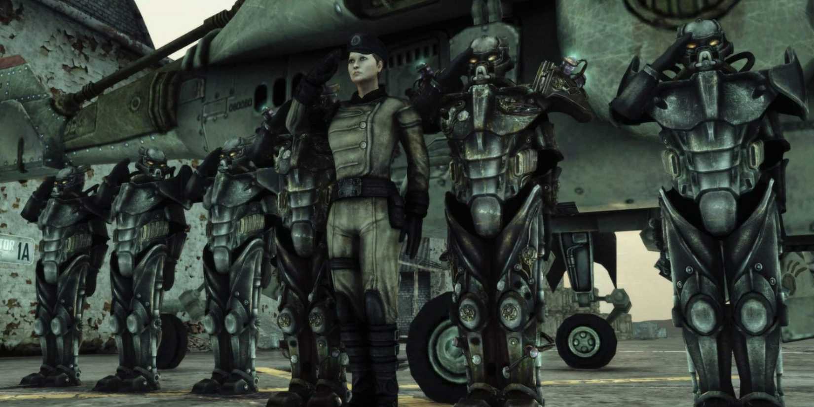 Enclave soldiers and officers saluting 