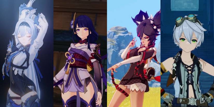 Eula, Raiden Shogun, Xinyan, and Bennett