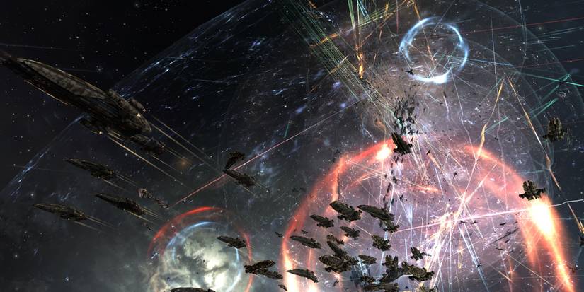 A massive space battle in EVE Online