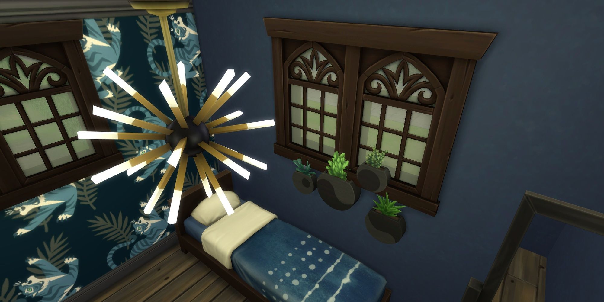 A starburst ceiling light from The Sims 4: Decor to the Max