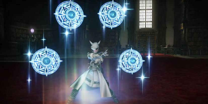 FF14 A Sage preparing an offensive spell